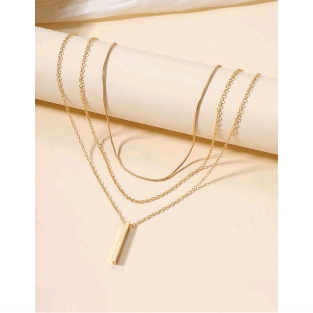 Anthropologie Serenity Minimalist Layered Gold Pendant Necklaces - Picture 4 of 5